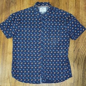 MBX Sz XL Blue and Orange Casual Button Down Shirt